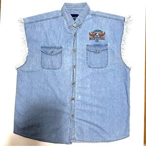 Mens 2010 Regent & Co Laconia Motorcycle week biker merch denim button up